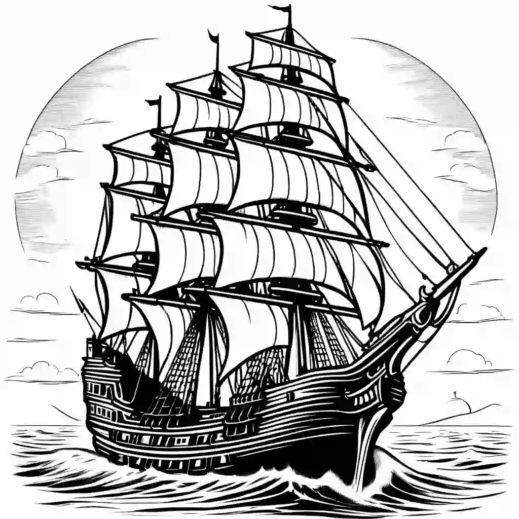 Ancient Ships coloring pages